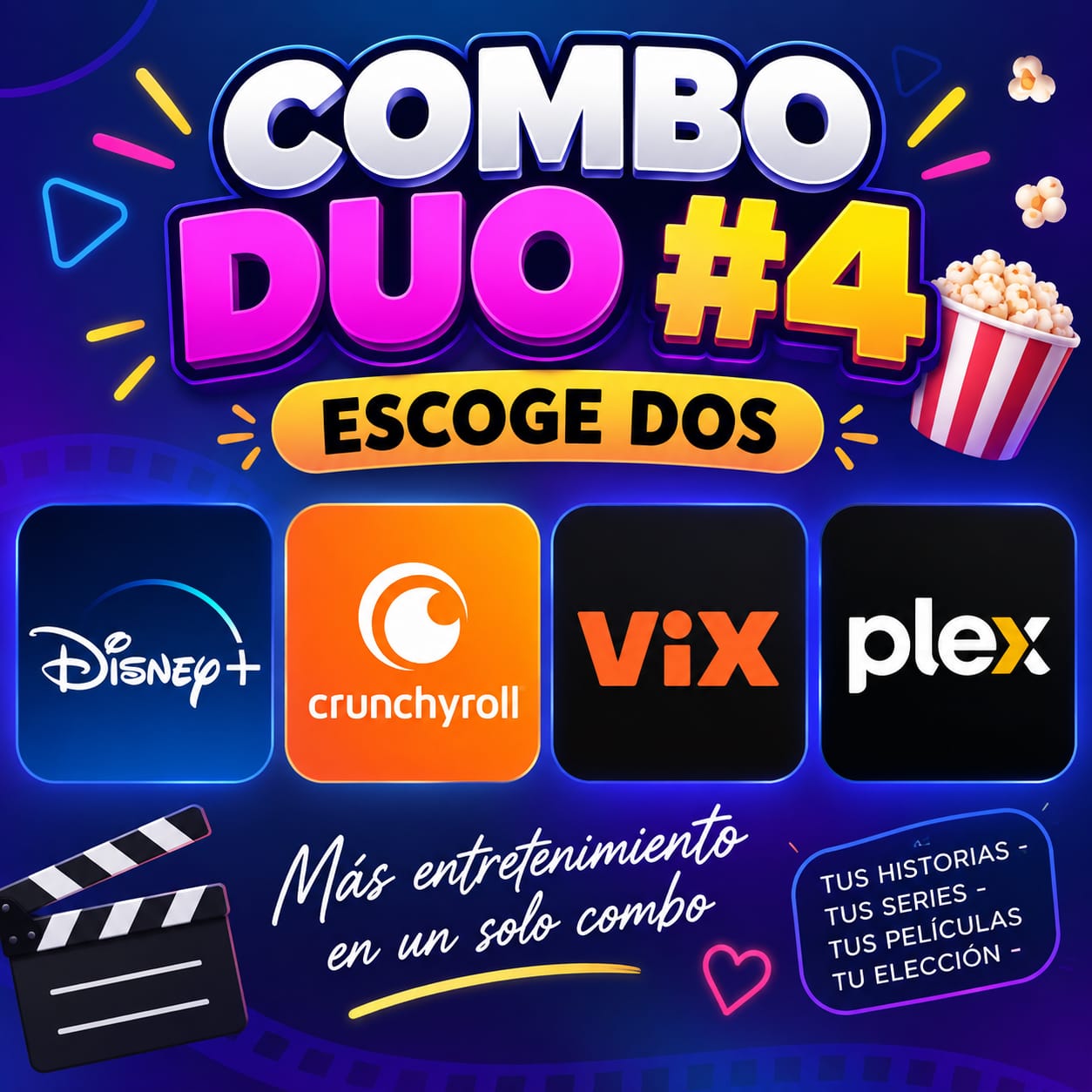 COMBO DUO #4 DISNEY Y (CRUNCHYROLL O VIX O PLEX )