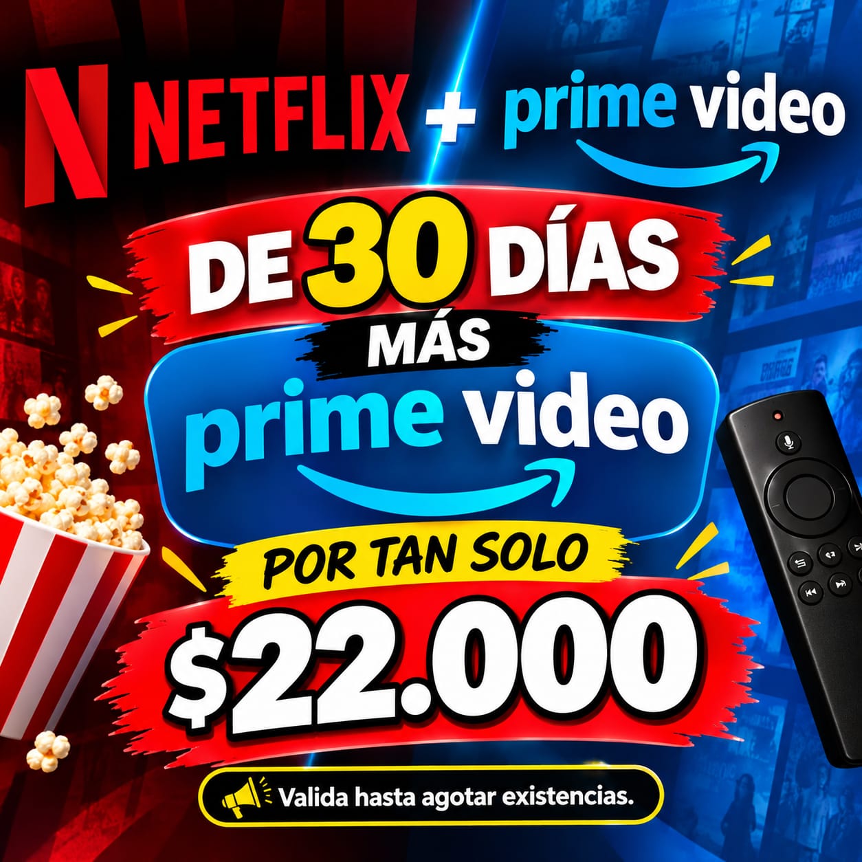PROMO NETFLIX 30 DIAS + PRIME VIDEO