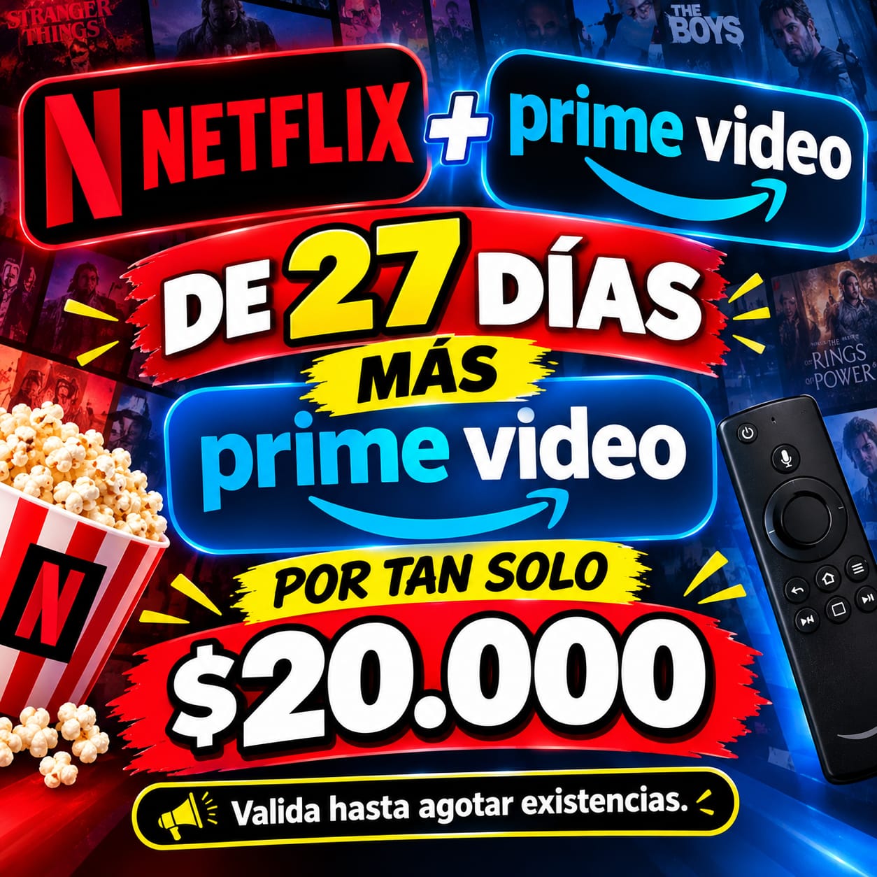 PROMO NETFLIX 27 DIA + PRIME VIDEO