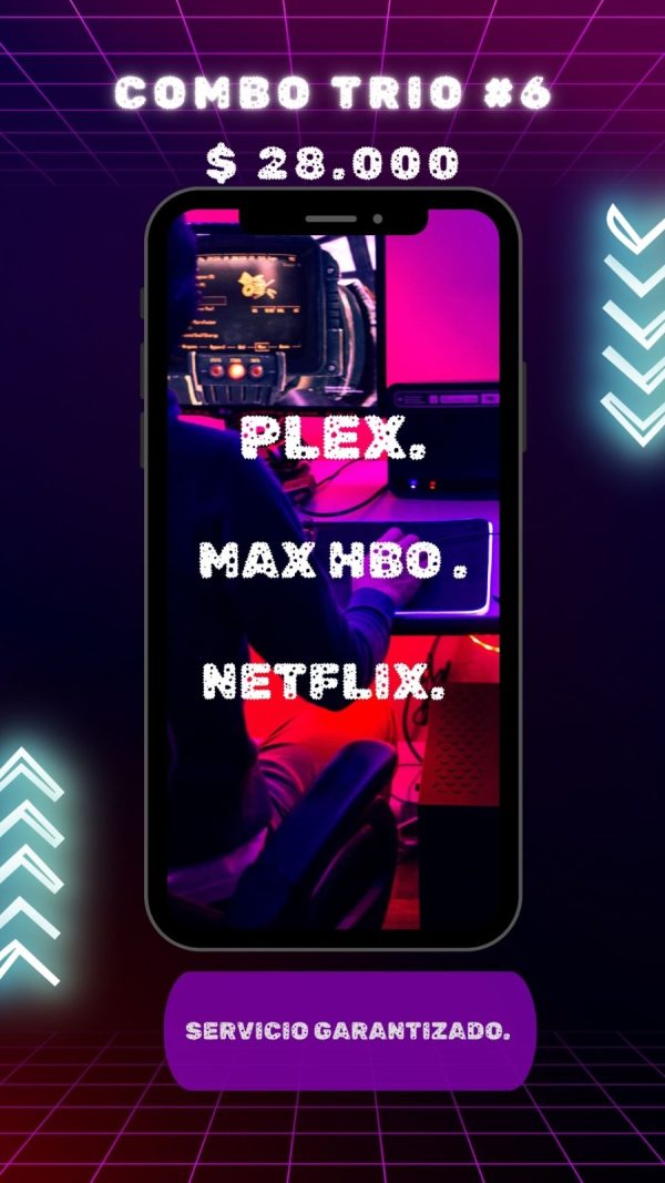 COMBO 6 / 1 PANTALLA DE PLEX - MAX - NETFLIX