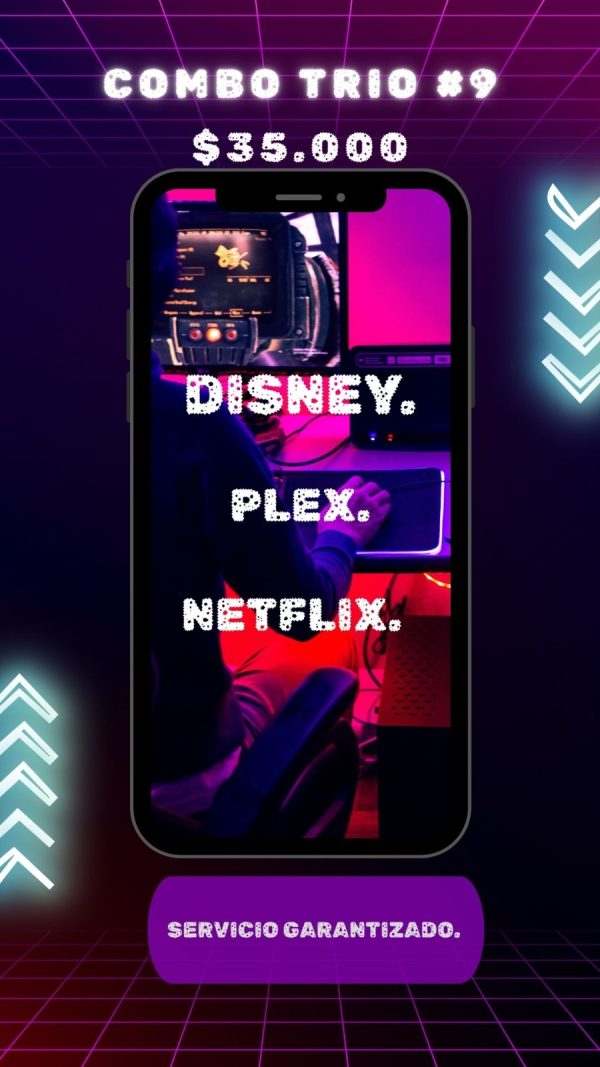 COMBO PLUS 9 / 1 PANTALLA DE DISNEY - NETFLIX - PLEX