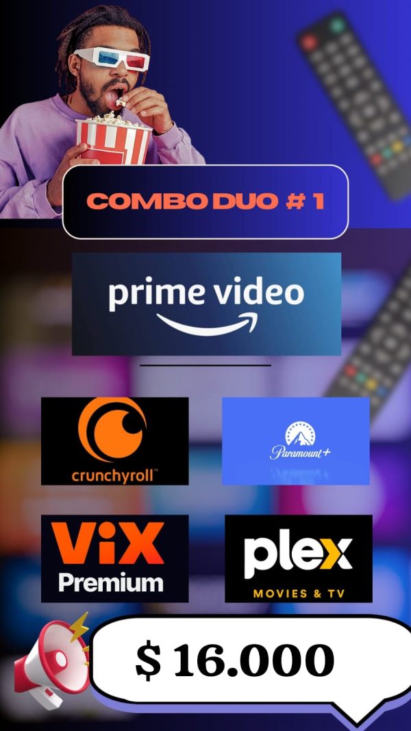 COMBO DUO #1 PRIME VIDEO Y (CRUNCHYROLL O PARAMOUNT O VIX O PLEX )