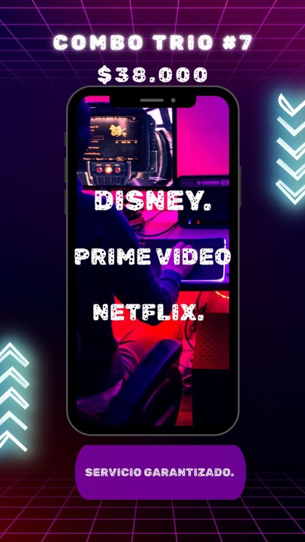 COMBO 7 PLUS / 1 PANTALLA DE DISNEY - NETFLIX - PRIME VIDEO